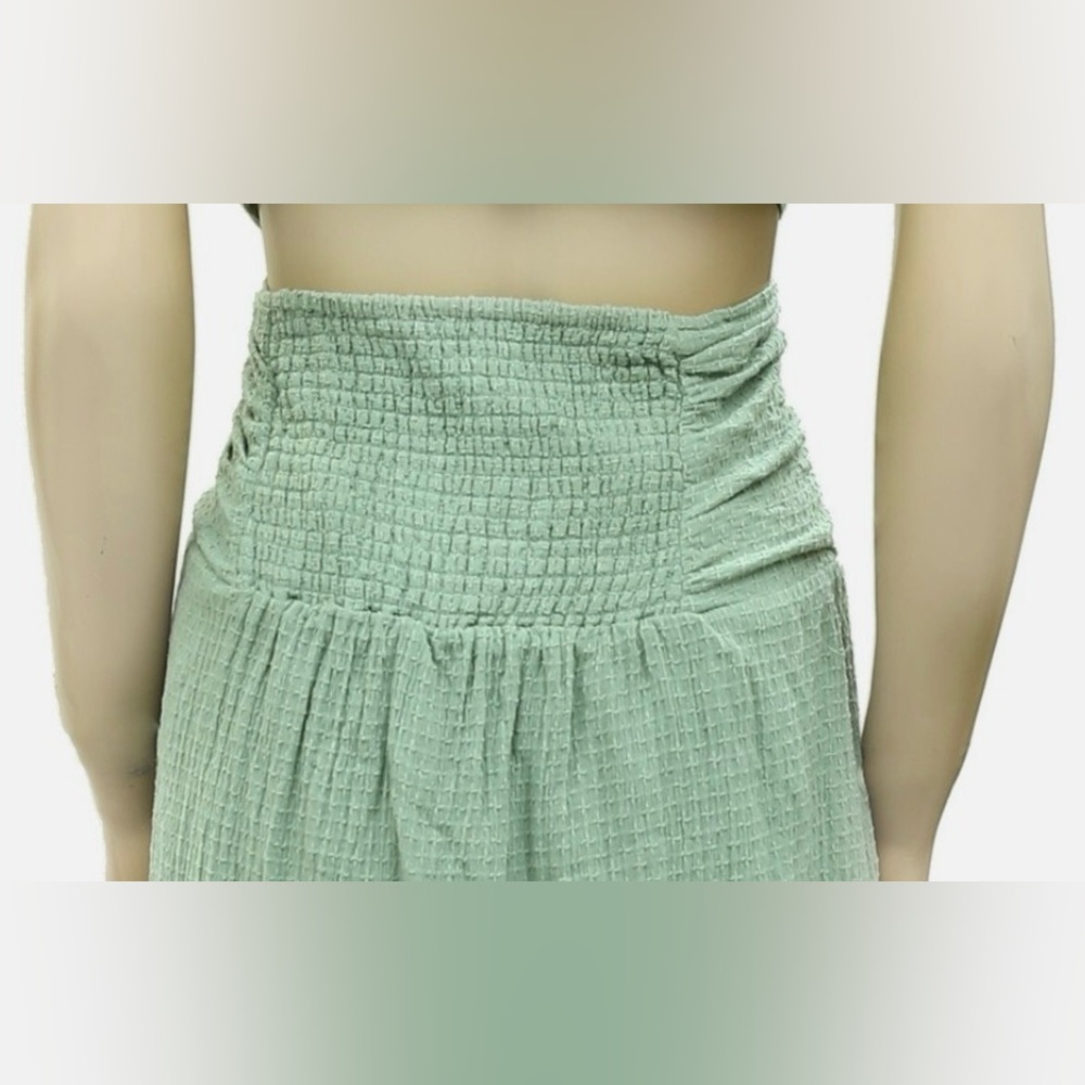 Free People - Light Green - Full Length Maxi Linen Skirt - Elastic Waist - - Picture 11 of 13